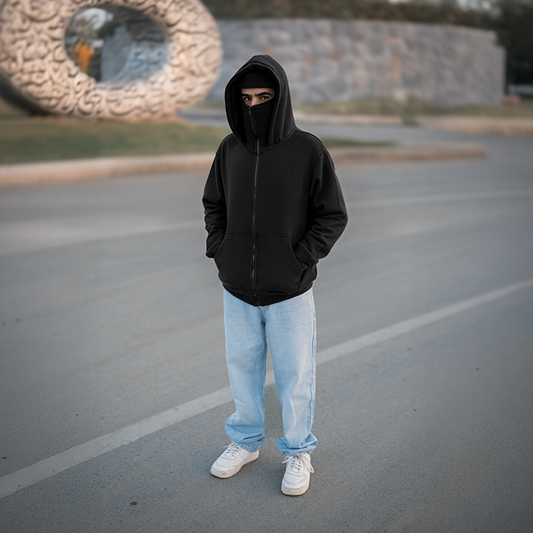 Premium Cotton BALACLAVA HOODIE LIMITED BLACK
