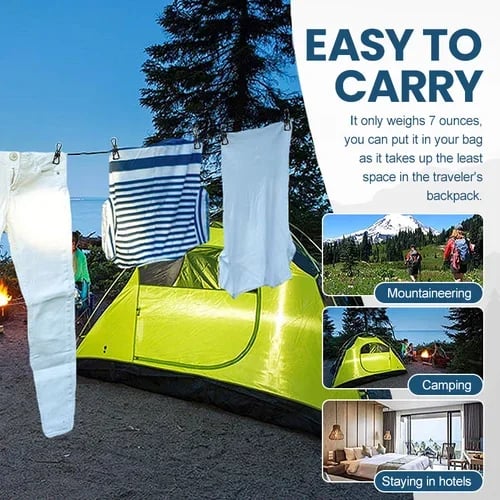 Elastic Clothesline Rope with 12 Clips Hook
